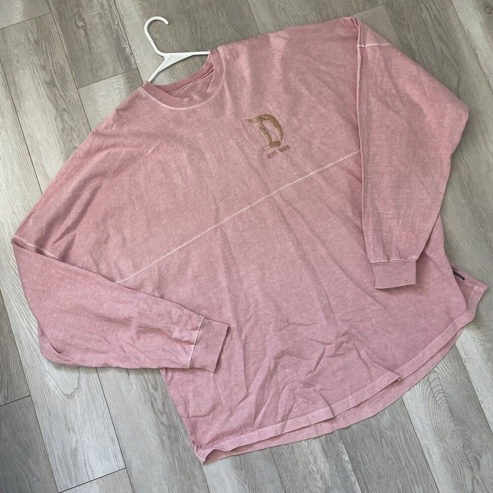 Disneyland Spirit Jersey cotton glitter womens Pink (xlarge) oversized casual
